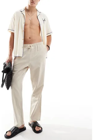 Rhythm Classic linen beach jam trousers in bone