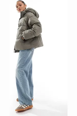 Pull&Bear Padded puffer jacket with hood in taupe