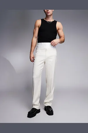 ASOS Smart straight leg cummerbund trousers in cream
