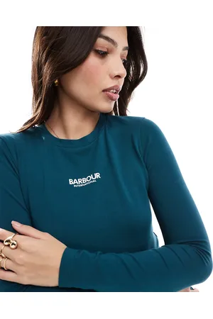 Barbour Myla logo long sleeve t-shirt in deep teal exclusive to asos