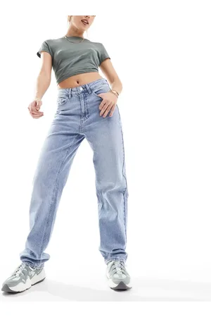 VILA High waisted wide leg jeans in light wash