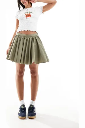 Free People Poplin swingy mini skirt in khaki