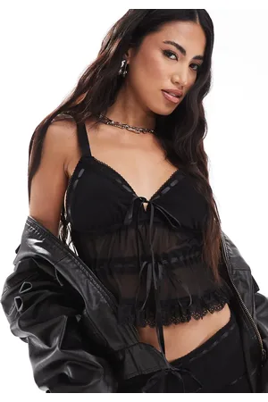 Edikted Boho bow detail sheer v neck cami top in co-ord