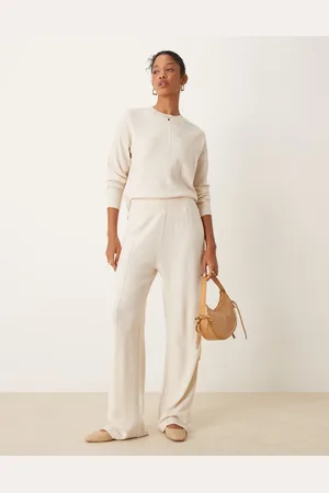 VILA Knitted trouser co-ord in cream