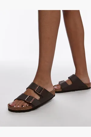 Birkenstock Unisex Arizona birko-flor sandals in dark