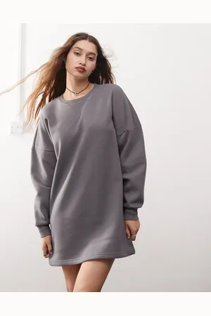 Noisy May Slouchy sweat dress in charcoal