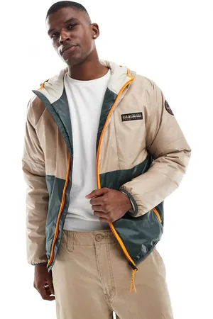 Napapijri Thur logo windbreaker jacket in beige and