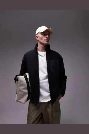 ARKET Fleece pile jacket with two-way zip in dark