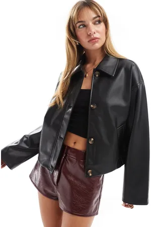ASOS Leather look button through jacket in