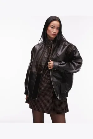 Topshop Faux leather super oversized bomber jacket in