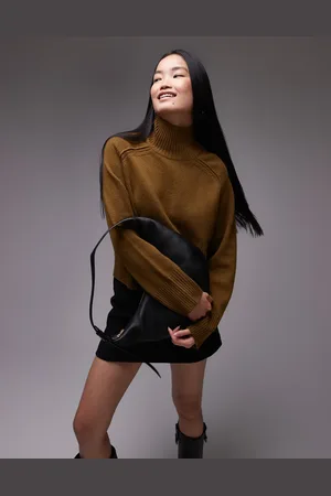 ARKET Wool sweater with high neck and deep cuffs in olive