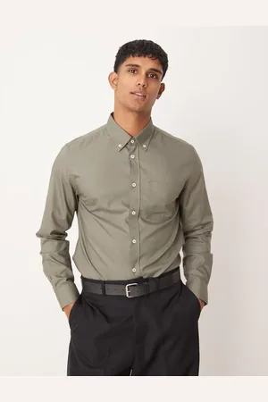 MANGO Regular fit classic shirt in khaki