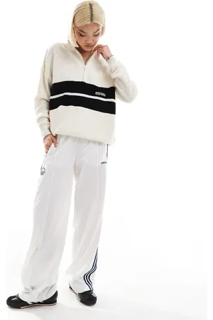 Daisy Street Beige quarter zip pull-over jumper with embriodered oxford