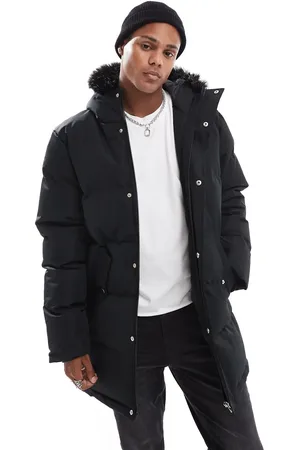 Brave Soul Padded parka jacket with faux fur hood in