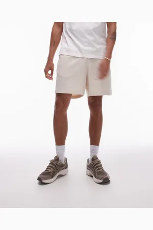 Topman Classic fit waffle short in ecru