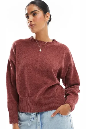 Pull&Bear Chenille knitted jumper in burgundy