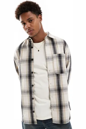 JJ Heavy check overshirt in beige
