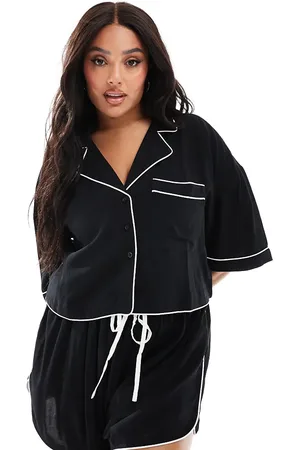 ASOS ASOS DESIGN Curve super soft slinky mini pyjama short in with contrast binding