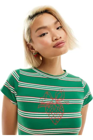 Motel Strawberry motif striped baby t-shirt in