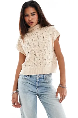 Free People High neck pointelle sleeveless jumper in