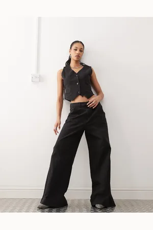 Noisy May High waisted wide leg jean co-ord in pinstripe