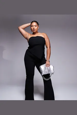 ASOS ASOS DESIGN Curve co-ord ribbed flare trousers in