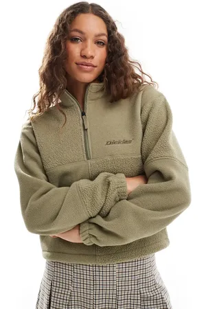 Dickies Polar and sherpa fleece with quarter zip in khaki