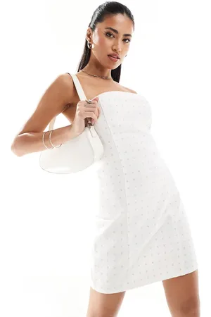 KYÒ The Brand denim bandeau diamante mini dress in wash
