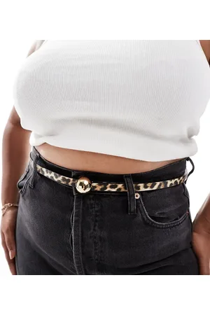 ASOS ASOS DESIGN CURVE domed skinny waist and hip belt in leopard