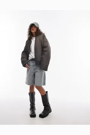 Topshop Bomber puffer jacket in khaki