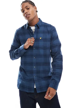 Lyle & Scott Tonal check flannel shirt in dark blue