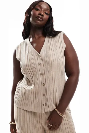 In The Style Knitted waistcoat co-ord in light brown