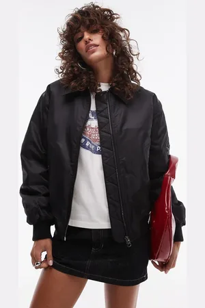 Topshop Borg crop bomber jacket in