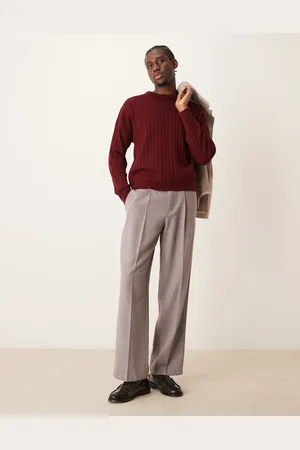 ASOS Smart wide leg wool mix trousers in light