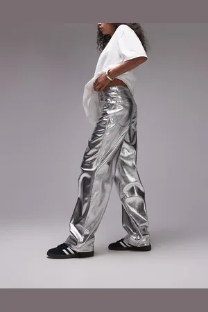 Topshop Straight leg faux leather trouser in