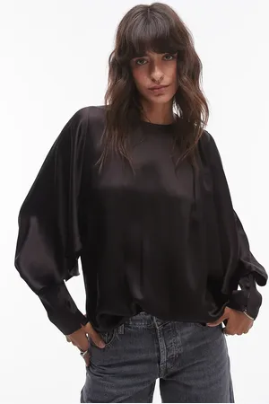 & OTHER STORIES Drape detail blouse with volume sleeves in dark