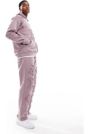 Liquor N Poker Allover motif straight leg jogger co-ord in berry mix