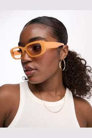 Monki Small rectangle sunglasses in yellow