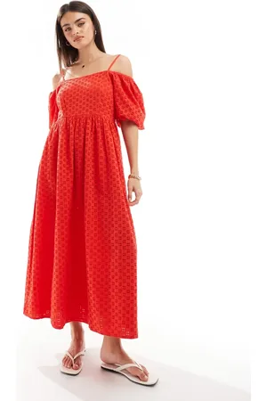 SELECTED Femme broderie maxi dress in