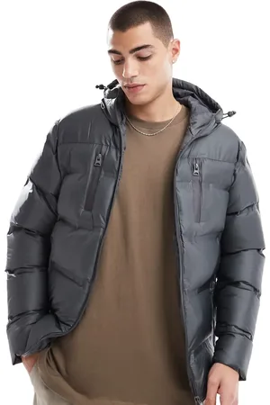 Brave Soul Padded puffer jacket with hood in grey