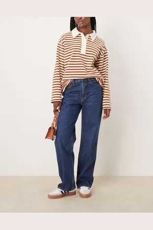 Abercrombie & Fitch High rise loose fit straight leg jean in dark wash