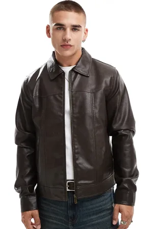 ASOS Faux leather harrington jacket in