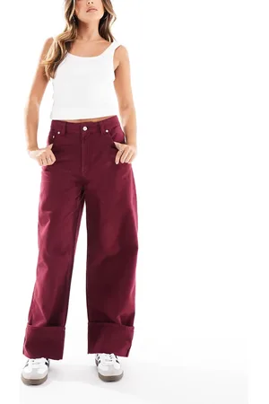 ASOS Turn up jean in burgundy