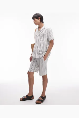 Topman Co-ord stripe shorts in ecru
