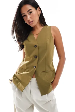 ASOS Longline waistcoat in khaki