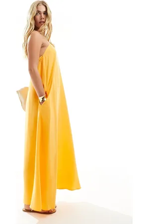 ASOS Clean bandeau maxi sundress in tangerine