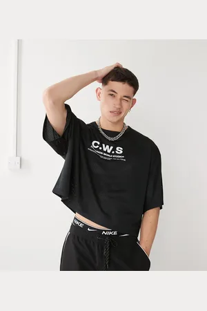 COLLUSION Boxy crop t-shirt in black airtex sports fabric