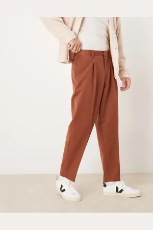 ASOS Smart oversized tapered trousers with front pleat in rust