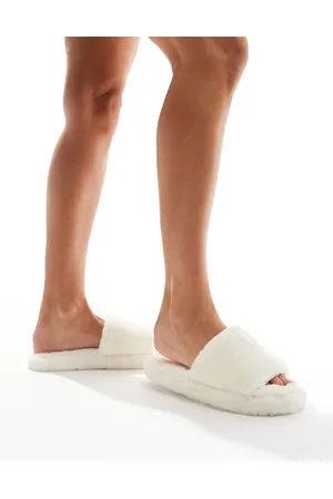 ASOS Zofia mule slippers in cream fur