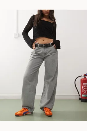 Dr Denim Hill relaxed fit low waist wide straight leg jeans in ash wash